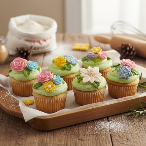 Rose Chocolate Mold Flower Molds Silicone for Cupcake Topper Candy Cookie Clay Crafting Projects Set of 2