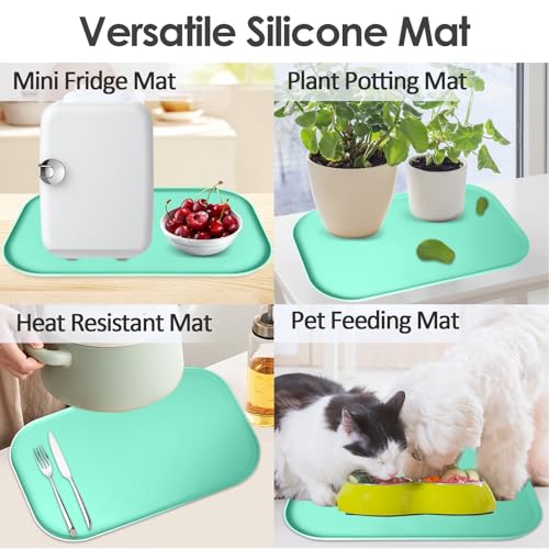 Silicone Coffee Maker Mat with Lip for Countertops 17.4''x10.6'' Mint Green