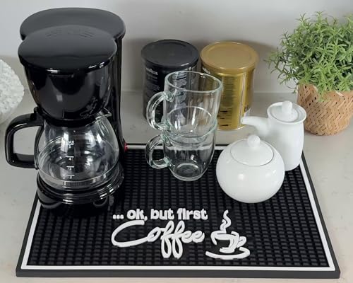 Ok But First Coffee Silicone Bar Mat for Countertop 18x12