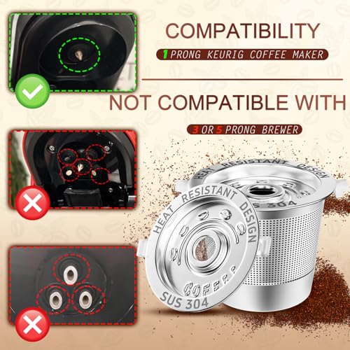 6 Pack Reusable K Cups Coffee Pods for Keurig 1.0 (6 Count)