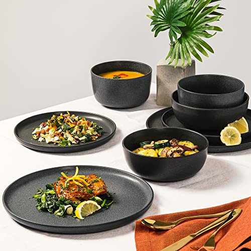 James Street Stoneware Matte Reactive Double Bowl Dinnerware Set