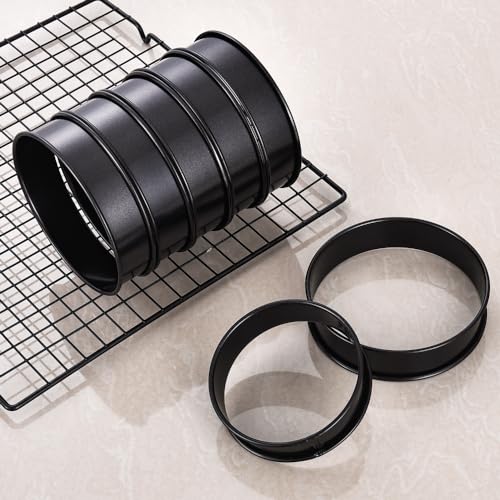 24Packs English Muffin Ring Crumpet Rings Nonstick 4 Inch & 3.15 Inch Stainless Steel Double Rolled Tart Rings Metal Pastry Cooking Ring Molds for Cookie Pastry Baking (24 Count)