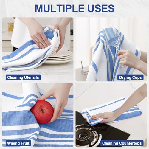 Premium Cotton Stripe Kitchen Towels 6 Pack (6 Count)