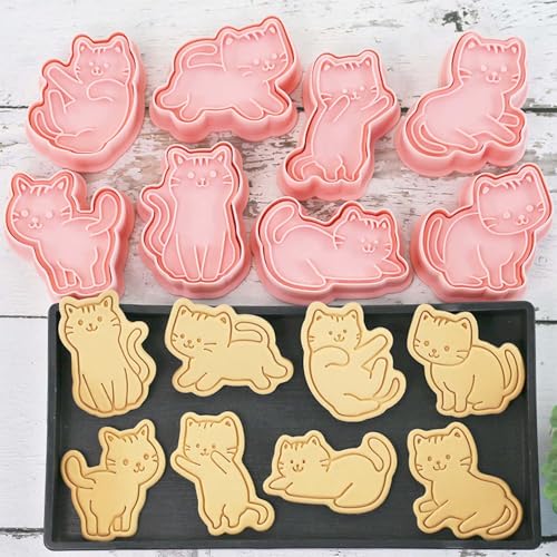 8 pcs Cat Cookie Cutters Set (8 Count)