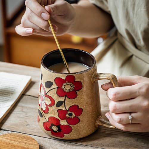 24 oz Extra Large Ceramic Coffee Mug Vintage Floral Cup with Handle