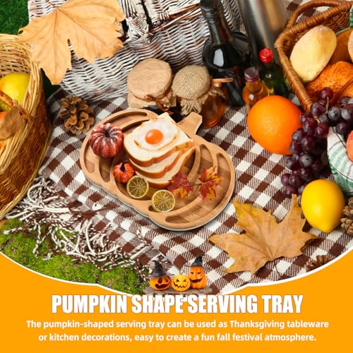 Pumpkin Bamboo Serving Platter Tray Thanksgiving Charcuterie Board