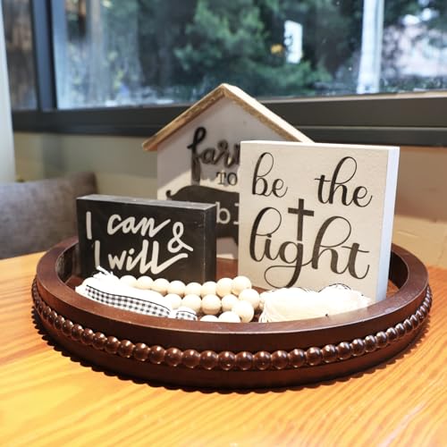 Wood Decorative Serving Tray with Bead
