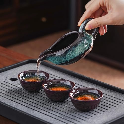Ceramic Teapot with Infuser Semi Automatic Tea Set Magic Teapot with 8 cups Gradient Color