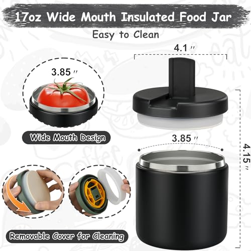 19oz Insulated Vacuum Food Jar with Buckle Lid Wide Mouth Soup Thermo for Hot Food Kids Leakproof Stainless Steel Lunch Container