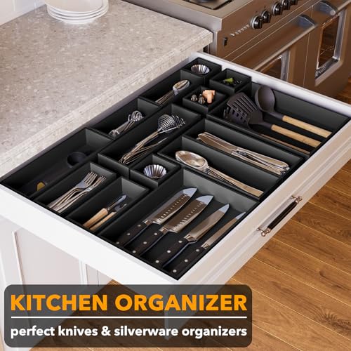 14 Piece Bamboo Drawer Organizer Storage Boxes Set