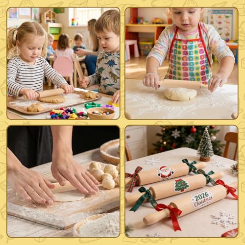 12 Pack 8 Inch Mini Wood Rolling Pin (12 Count)