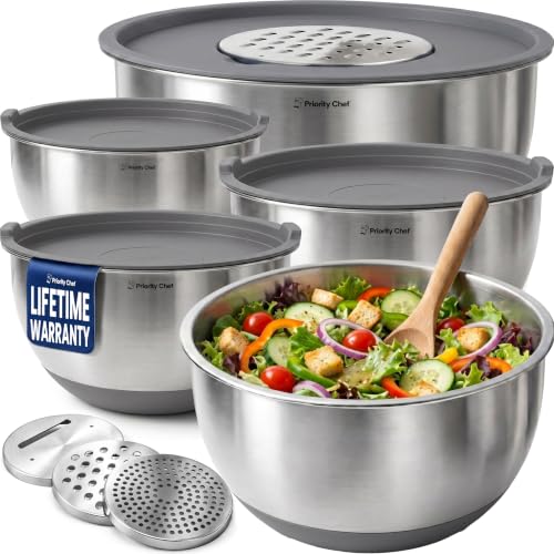 Stainless Steel Mixing Bowls with Lids Set (5 Count)