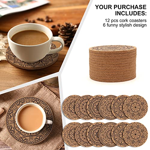 Cork Coasters for Drinks Absorbent Non Slip 12pcs 4 Inch India