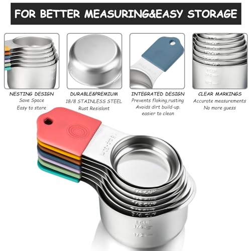 Magnetic Measuring Cups and Magnetic Measuring Spoons Set Stainless Steel