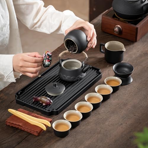 15 Piece Gongfu Tea Set with Tea Tray & Color (8 Ounce)