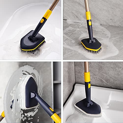 Tub Tile Scrubber Brush 2 in 1 Cleaning Brush 4*Scouring Pads 58.2"