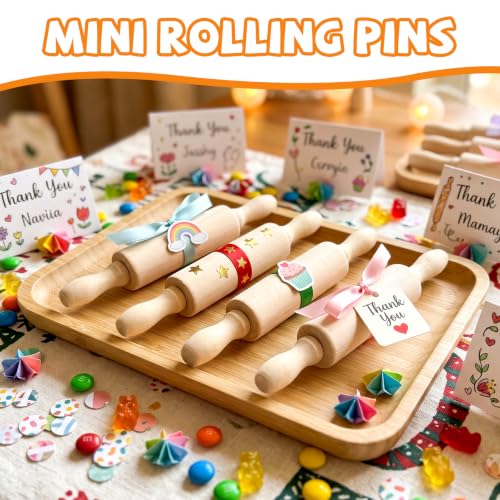 24 Pack 8 Inch Mini Wood Rolling Pin (24 Count)