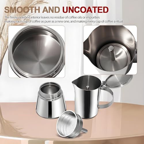 304 Thickened Stainless Steel Uncoated 12 Cup Moka Pot 600ml 20oz