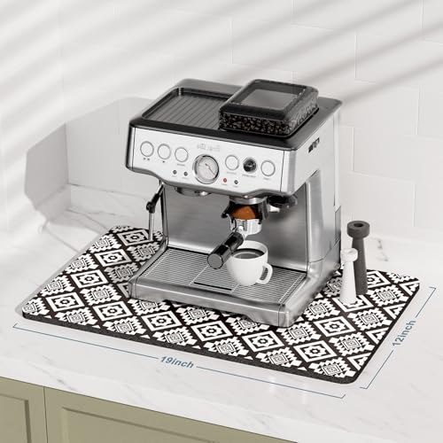 Coffee Mat 12" x 19" Cute Coffee Bar Mats for Espresso Machine Station Accessories and Organizer
