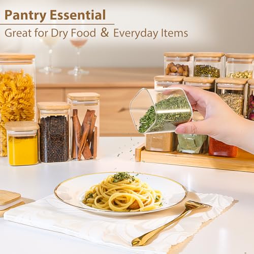 20 Pack 4 oz Square Glass Spice Jars with Lids and Labels (20 Count)