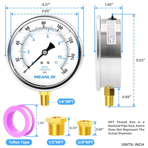 0~160Psi Stainless Steel 1