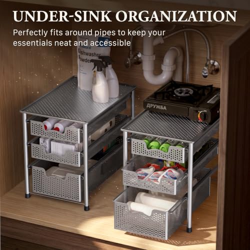 Stackable 3 Tier Sliding Basket Organizer Drawer (3 Count)