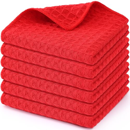 Microfiber Waffle Weave Kitchen Dish Cloths (6 Count)