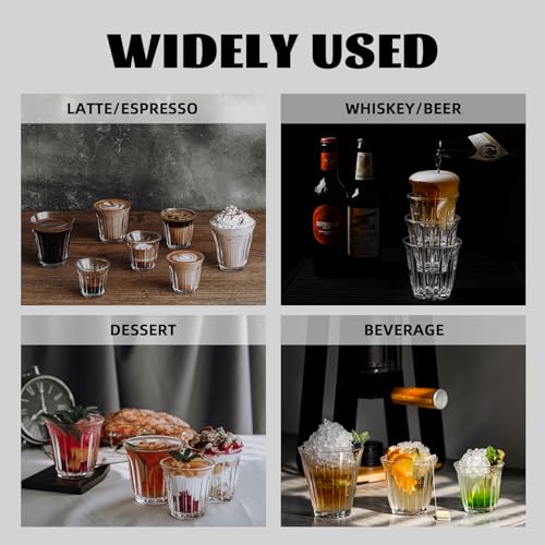 Espresso Coffee Glasses Set of 6 Drinking Glasses 8.1OZ Latte Glasses for Beverage (6 Count)