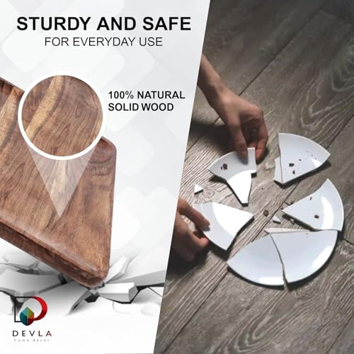 Square Acacia Wood Plates (2 Count)