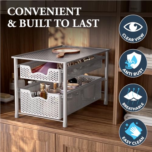 Stackable 2 Tier Sliding Basket Organizer Drawer
