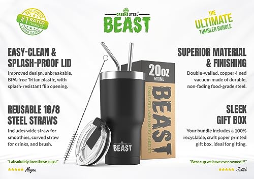 Beast 20 oz Tumbler Stainless Steel Vacuum Insulated Coffee Ice Cup Double Wall Travel Flask