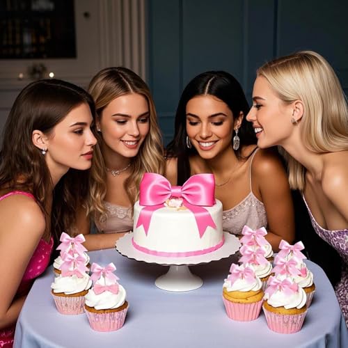 Pink Bow Cupcake Toppers (12 Count)