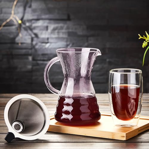 Pour Over Coffee Maker with Permanent Stainless Filter 27 fl oz (27 Fl Oz)