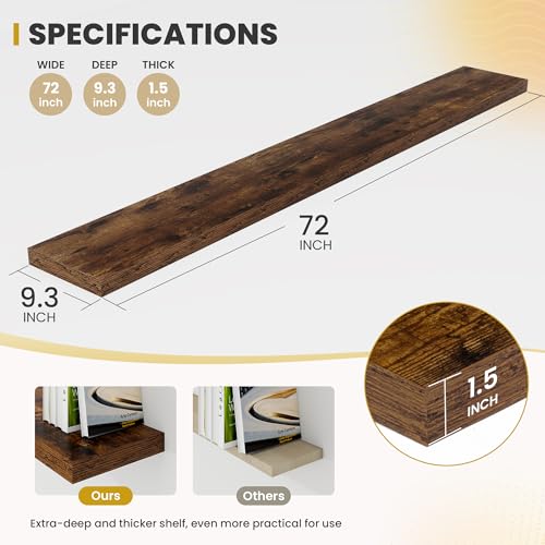 72 Inch Floating Shelves