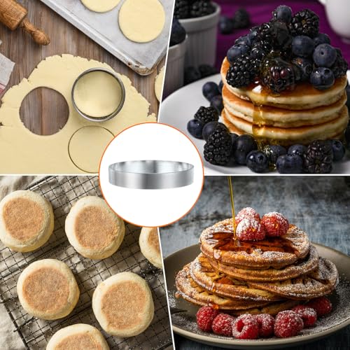 Round Cake Ring 4.33 x 1 Inch Seamless Stainless Steel Pastry Mousse Dessert Ring Mirror Coating for Baking Cooking English Muffins Crumpet Making Tool