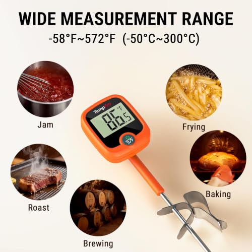TempDip 1 Sec Candy Thermometer Digital with Pot Clip & Large LCD