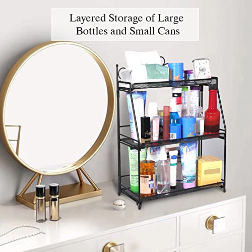 Standing Spice Rack 3 Tier Metal Foldable and Durable Kitchen Rack for Countertop Kitchen Bathroom