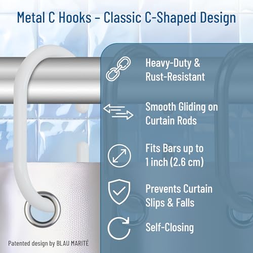 12 Metal Shower Curtain Hooks (12 Count)