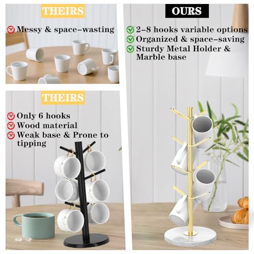 Gold Marble Mug Holder Tree with 2