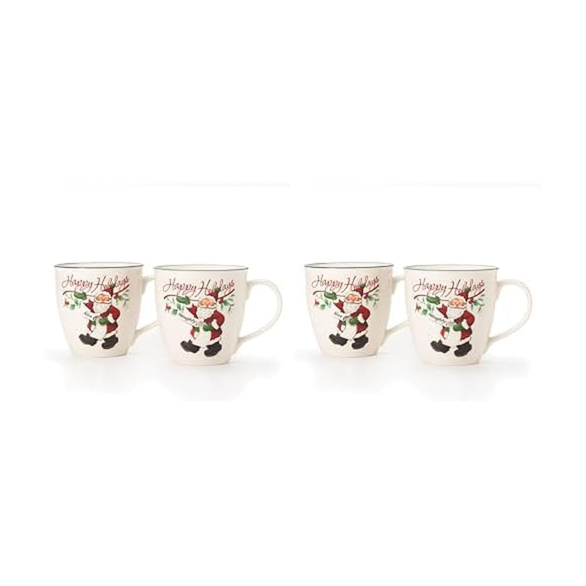 Set of two 20 oz porcelain holiday mugs with Naughty and Nice labels