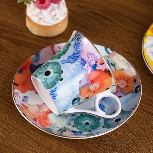 Tea Cups and Saucers Set of 2 (2 Count)