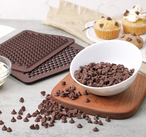 Chocolate Chip Mold 202 Cavity Silicone Mini Candy Molds LFGB 2 Pack For Non Dairy & Sugar Organic Chocolate Chips & Mini Gumdrop