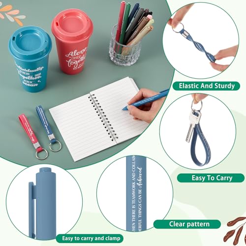 24 Set 96 Pcs Team Appreciation Gifts Bulk Team Thank You Gift Set 16 oz Coffee Cups Thank You Mini Spiral Notebooks Pens Keychains for Staff Teacher (24 Count)