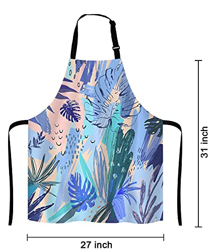 Watercolor Tropical Flower Bib Apron with Adjustable Neck for Men Women