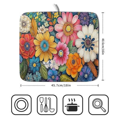 Boho Flower Dish Drying Mat