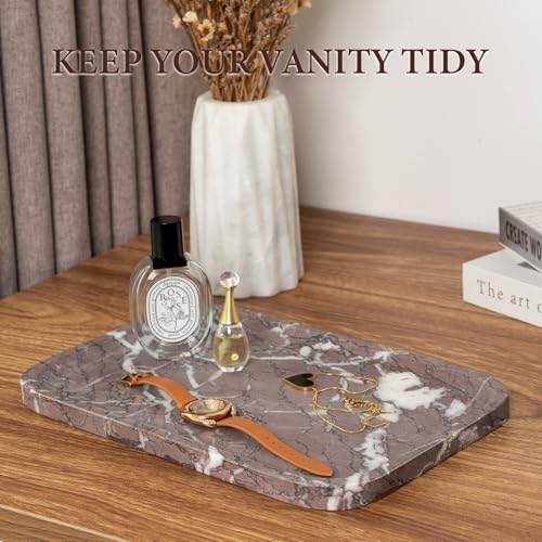 Marble Tray 12"x8" Marble Vanity Tray for Countertop Bathroom Kitchen Dresser
