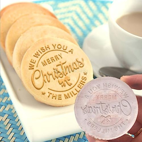 2026 Personalized Christmas Cookie Stamp Custom Merry Christmas Cookies with Your Family's Last Name Great for Baking and Holiday Decorating Ideal Gift for Bakers