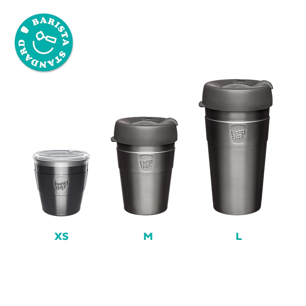 Reusable coffee cup with splashproof sipper lid on