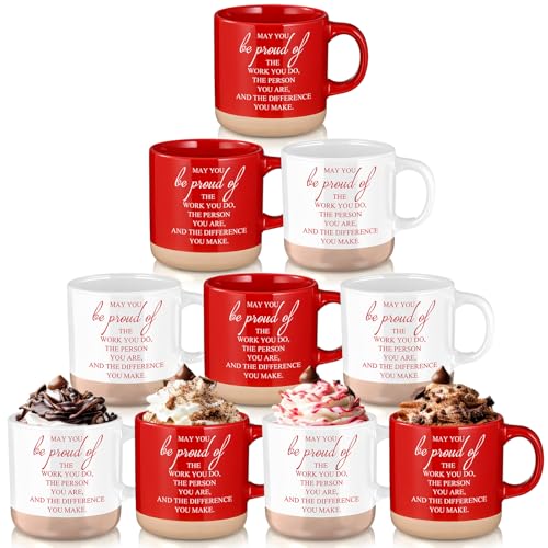 10 Pcs Thank You Mugs Bulk Gifts 13 oz Inspirational Ceramic Coffee Mugs May You Be Proud of Appreciation Gift for Teacher Nurse Employee Office Staff Coworker (10 Count)