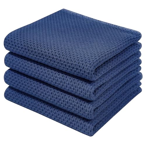 100% Cotton Waffle Weave Kitchen Dish Towels 4 (4 Count)